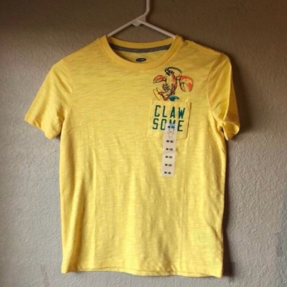 New Old Navy Shirt Boys Yellow Crab Short Sleeve Casual Tee Shirt Top Medium 8